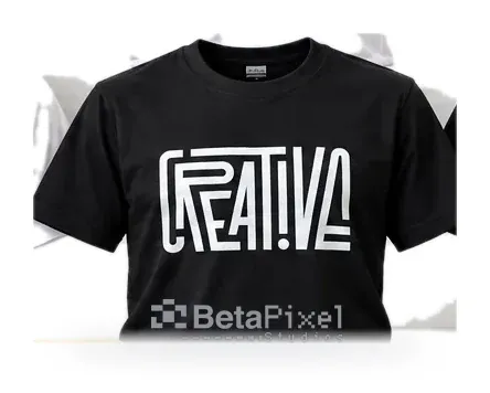 Black T-shirt with a white hand-lettered typography design