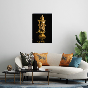 Divine Splendor: Lord Krishna in Golden Reverence” Acrylic Glass Print