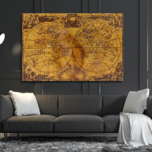 OLD RUSTIC ANCIENT MAP OF THE WORLD
