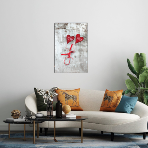 SPECIAL PORTRAIT WITH RED RIBBONS READING I LOVE YOU