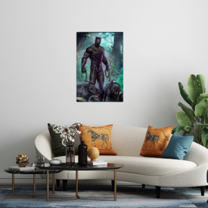 “Majestic Protector: Black Panther and His Loyal Companions” Acrylic Glass Print