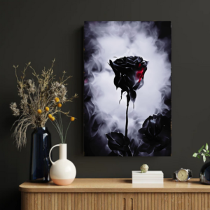 Eternal Mystery: Black Rose with Red Hue” Acrylic Glass Print