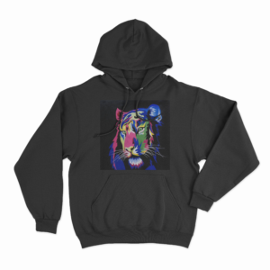 Blue and pink lion side profile