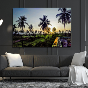 Tranquil Morning: Coconut Landscape of Vipingo” Acrylic Glass Print
