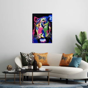 “Regal Majesty: Lion’s Head Color Splash” Acrylic Glass Print
