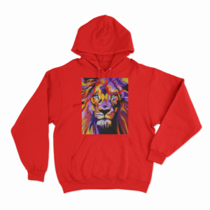 Hoodie with vector lion print red