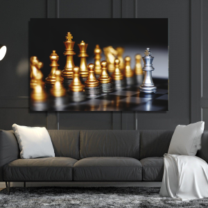 GOLDEN CHESS PLAYERS WITH SILVER KING