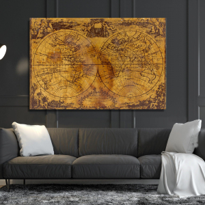 OLD RUSTIC ANCIENT MAP OF THE WORLD