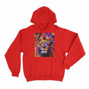 hoodie with vector lion print red